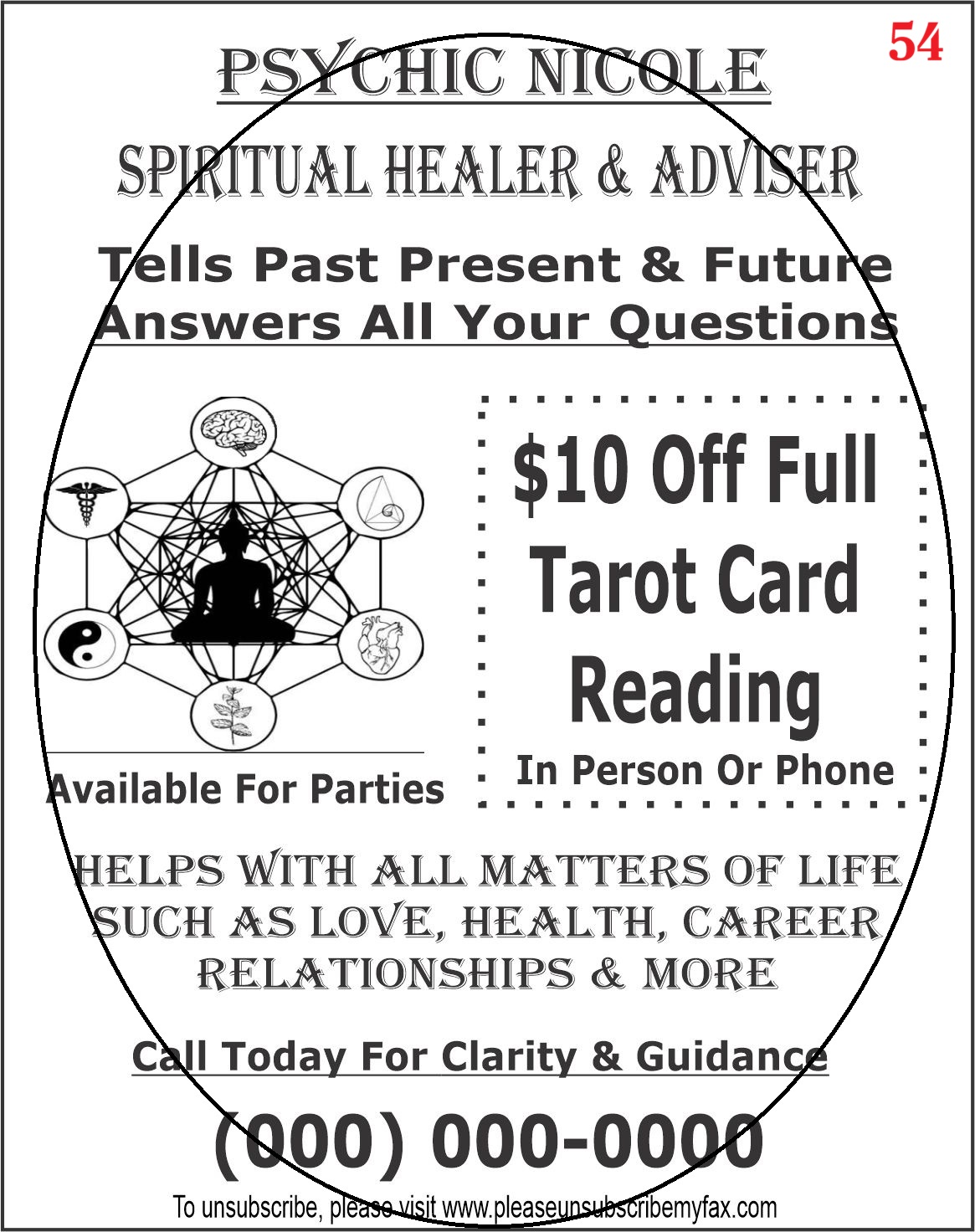 Psychic fax flyer sample 3